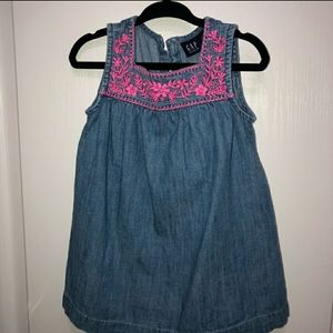GAP Denim Dress with Pink Embroidery (3 Years)